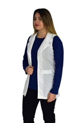 Kadın Krem Renği Krep Yelek RY-16720 KREM - 38