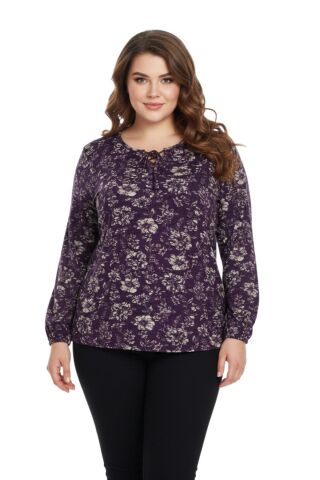 Kadın Yumoş Yaka Bağcıklı Modelli Bluz BGL-ST05137 MÜRDÜM - L