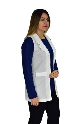 Kadın Krem Renği Krep Yelek RY-16720 KREM - 40