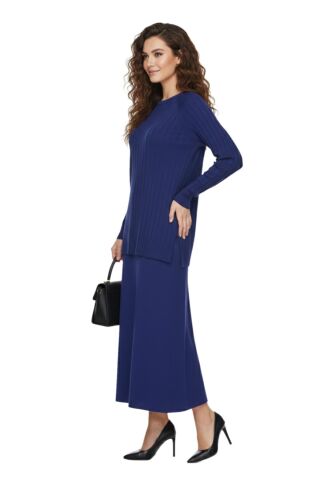 Kadın Merserize Kazak Etek Takım 140286 BGL-ST04077 LACİVERT - L/XL