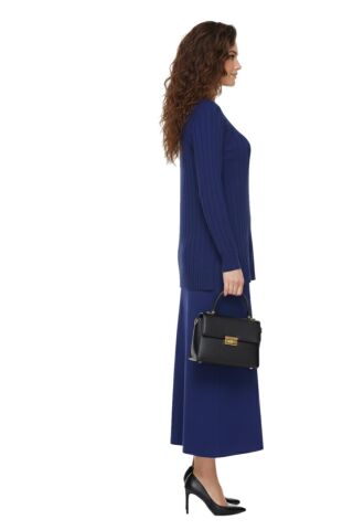 Kadın Merserize Kazak Etek Takım 140286 BGL-ST04077 LACİVERT - L/XL