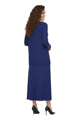 Kadın Merserize Kazak Etek Takım 140286 BGL-ST04077 LACİVERT - L/XL