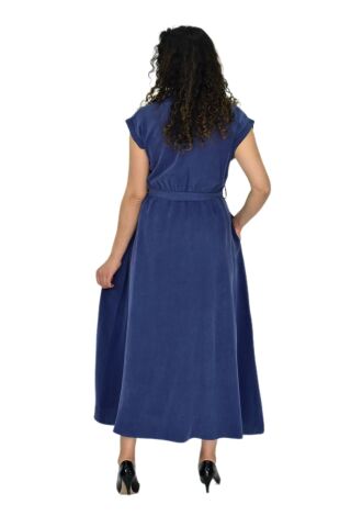 Kadın Beli Kemerli Elbise BGL-ST04639 İNDİGO - M