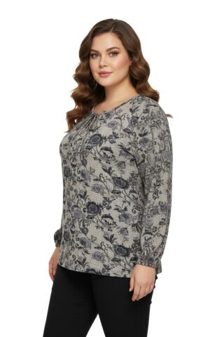 Kadın Yumoş Yaka Bağcıklı Modelli Bluz BGL-ST05138 BEJ - M