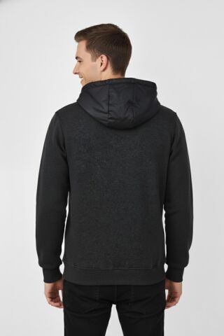 Erkek Kapitone Modelli 3 İplik Kapüşonlu Sweatshirt BGL-ST04865 LACİVERT - M