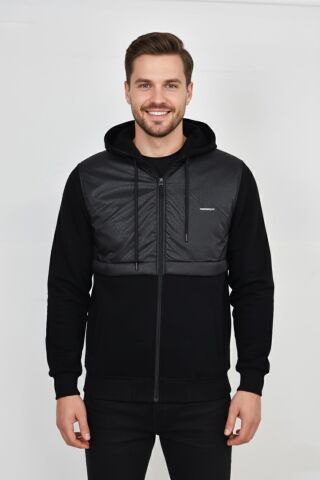 Erkek Kapitone Modelli 3 İplik Kapüşonlu Sweatshirt BGL-ST04865