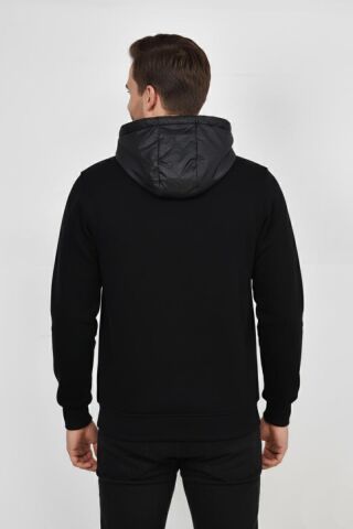 Erkek Kapitone Modelli 3 İplik Kapüşonlu Sweatshirt BGL-ST04865 LACİVERT - M