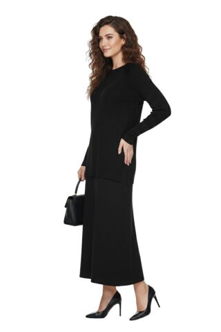 Kadın Merserize Kazak Etek Takım 140286 BGL-ST04077 SİYAH - L/XL