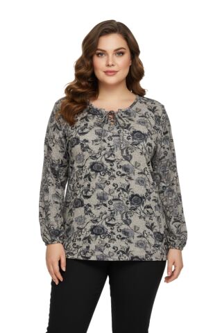 Kadın Yumoş Yaka Bağcıklı Modelli Bluz BGL-ST05138 BEJ - L