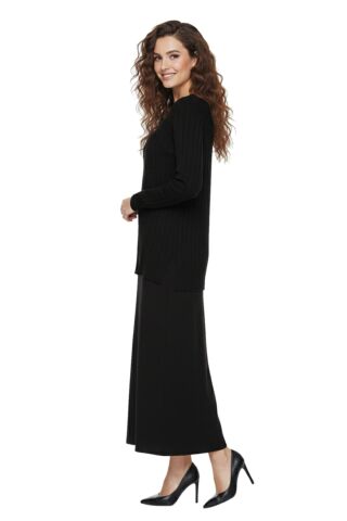 Kadın Merserize Kazak Etek Takım 140286 BGL-ST04077 SİYAH - S/M