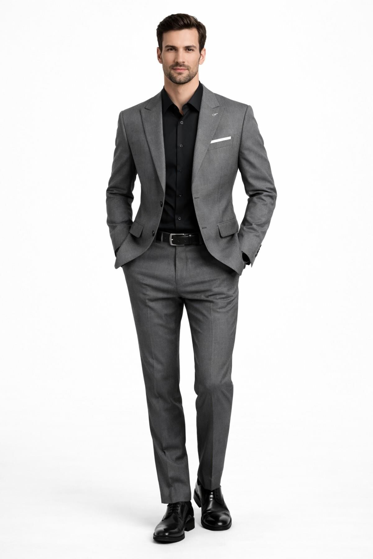 Erkek Silim Fit Yelekli Çift Yırtmaçlı Takım Elbise BGL-ST05328