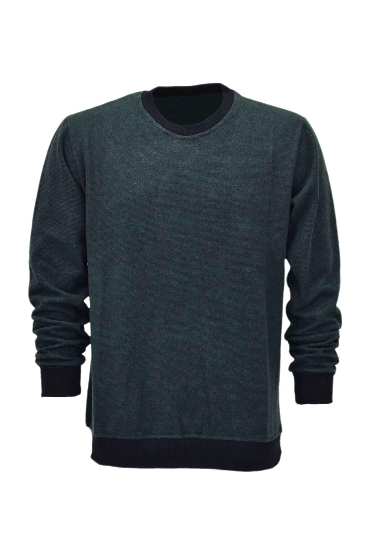 Erkek Sıfır Yaka Sweatshirt  2508 BGL-ST04027 YEŞİL - XL