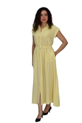 Kadın Beli Kemerli Elbise BGL-ST04639 SARI - S