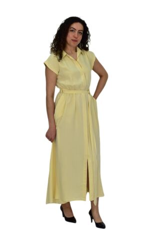 Kadın Beli Kemerli Elbise BGL-ST04639 SARI - S