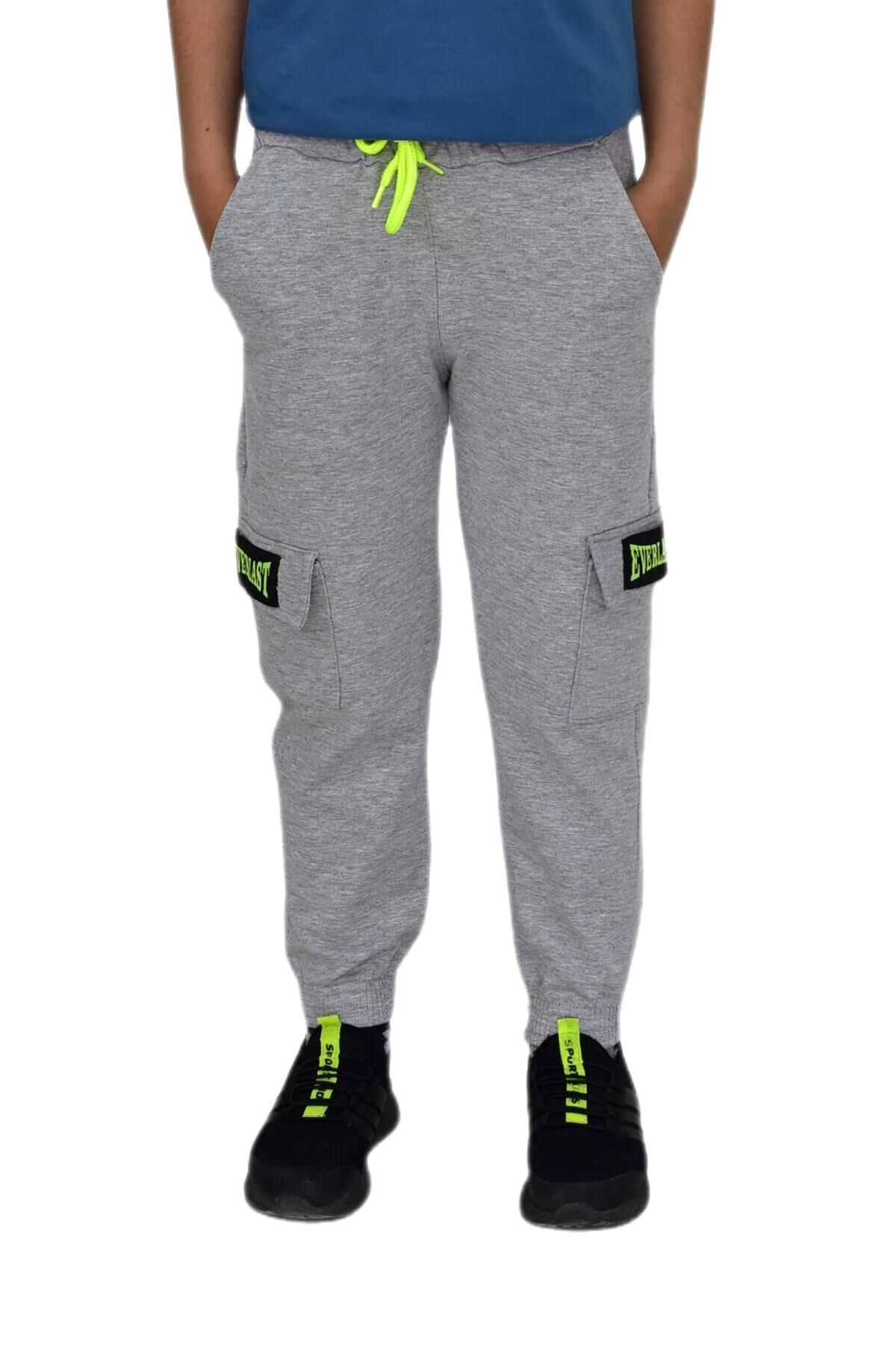 Erkek Çocuk Çift Kargo  Cepli Eşofman Altı  BGL-ST04631 GRİ - 13 YAŞ