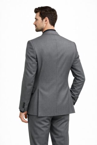 Erkek Silim Fit Yelekli Çift Yırtmaçlı Takım Elbise BGL-ST05328 K.GRİ - 48