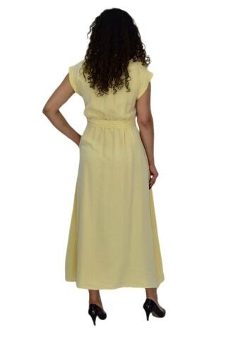 Kadın Beli Kemerli Elbise BGL-ST04639 SARI - M