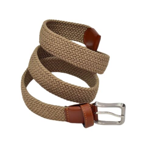 Erkek Dokuma Örgülü Kemer Elastik, Streç Özellikli BGL-ST04588 VİZON - 125 CM
