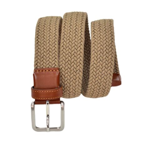 Erkek Dokuma Örgülü Kemer Elastik, Streç Özellikli BGL-ST04588 VİZON - 125 CM