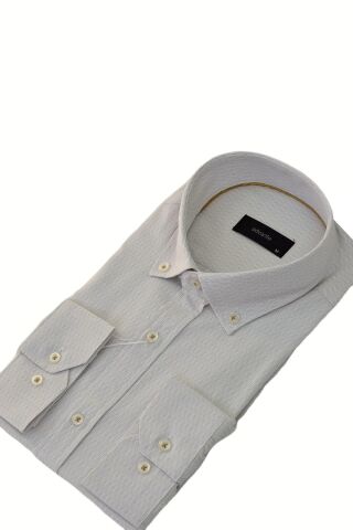 Erkek Klasik Uzun Kol Çizğili Gömlek BGL-ST03511 BEJ - M