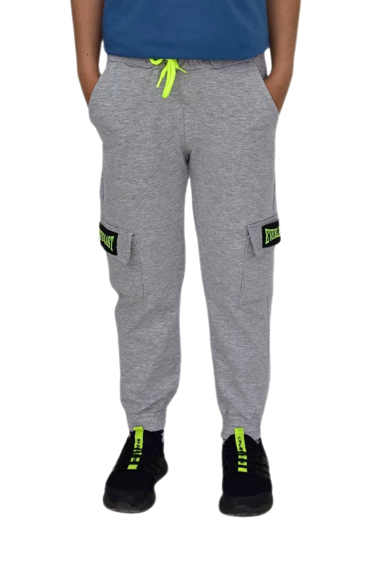 Erkek Çocuk Çift Kargo  Cepli Eşofman Altı  BGL-ST04631 GRİ - 15 YAŞ