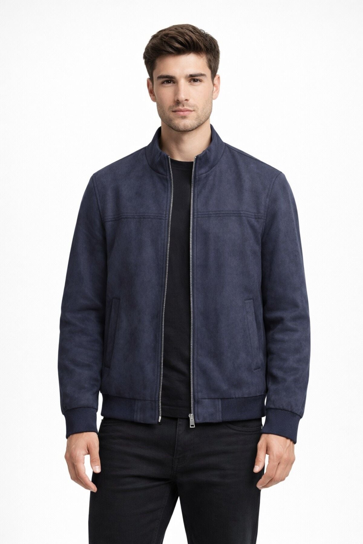 Erkek Regular Fit Mevsimlik Hakim Yaka Süet Spor Mont BGL-ST05333