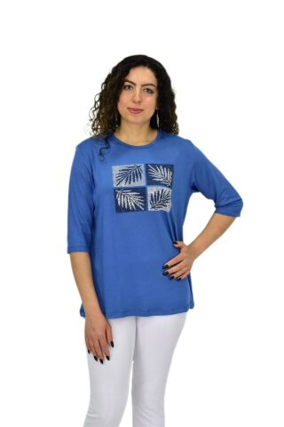 Kadın Kısa Kol Taşlı Bluz BGL-ST04710