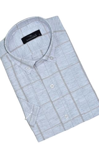 Erkek Ekose Klasik Tek Cepli Kısa Kol Gömlek BGL-ST05570 FÜME - 2XL