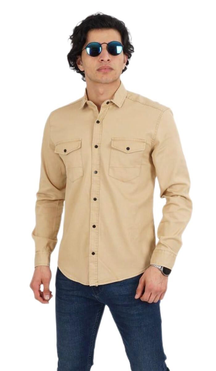 Erkek Spor Gömlek Silim Fit 9821 BGL-ST02720 TAŞ - S