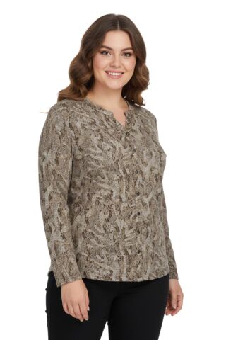 Kadın Yumoş Düğmeli Modelli Bluz BGL-ST05133 BEJ - 42