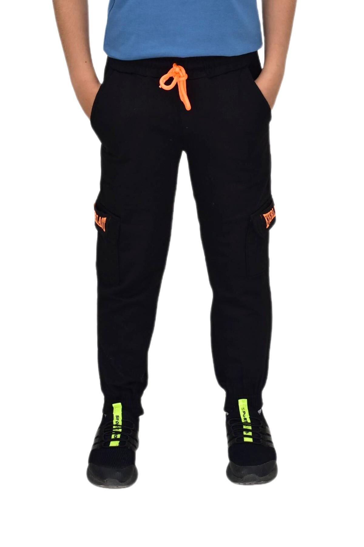 Erkek Çocuk Çift Kargo  Cepli Eşofman Altı  BGL-ST04631 SİYAH - 10 YAŞ