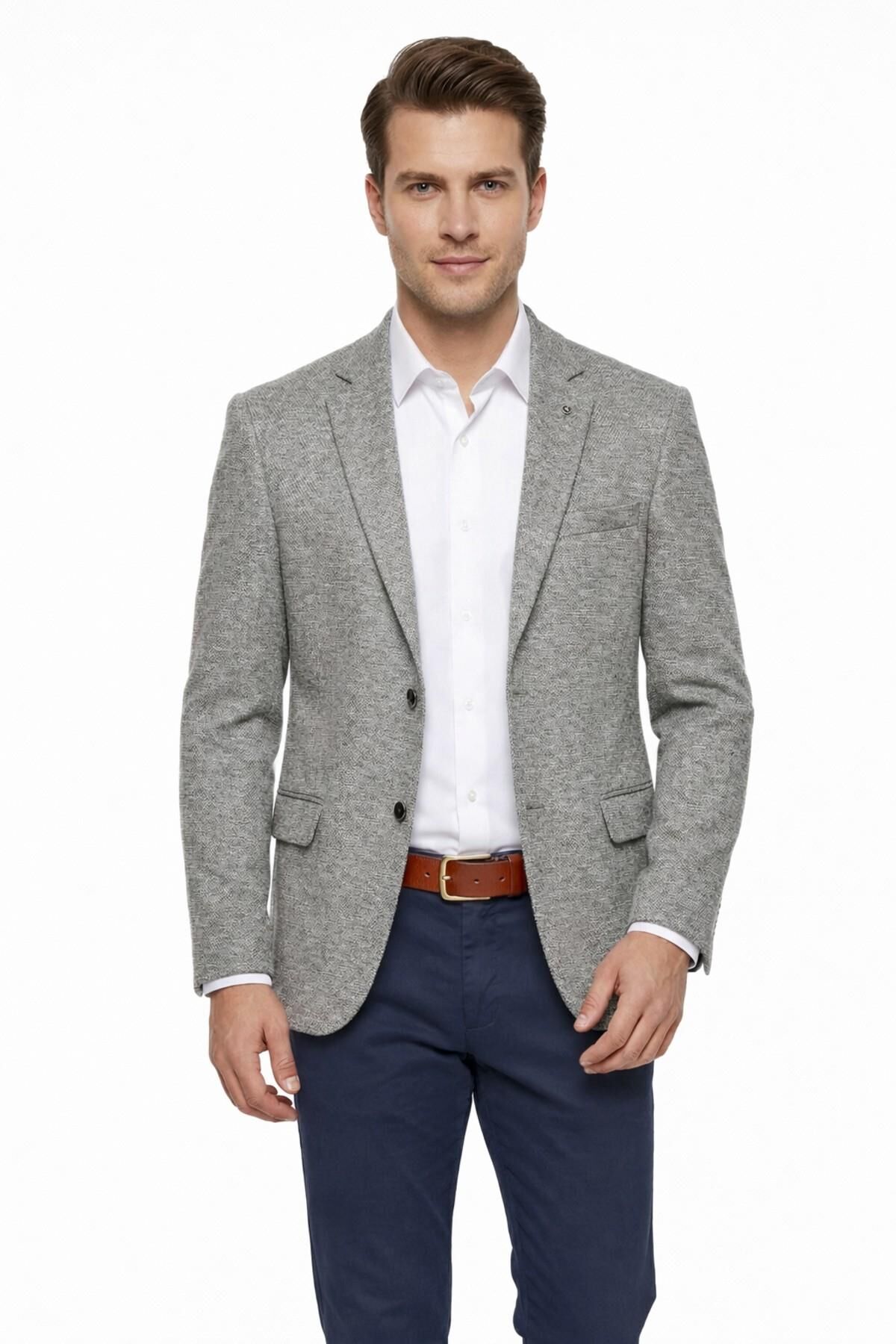 Erkek Tek Spor Ceket 4 Drop Çift Yırtmaçlı Mevsimlik BGL-ST05331