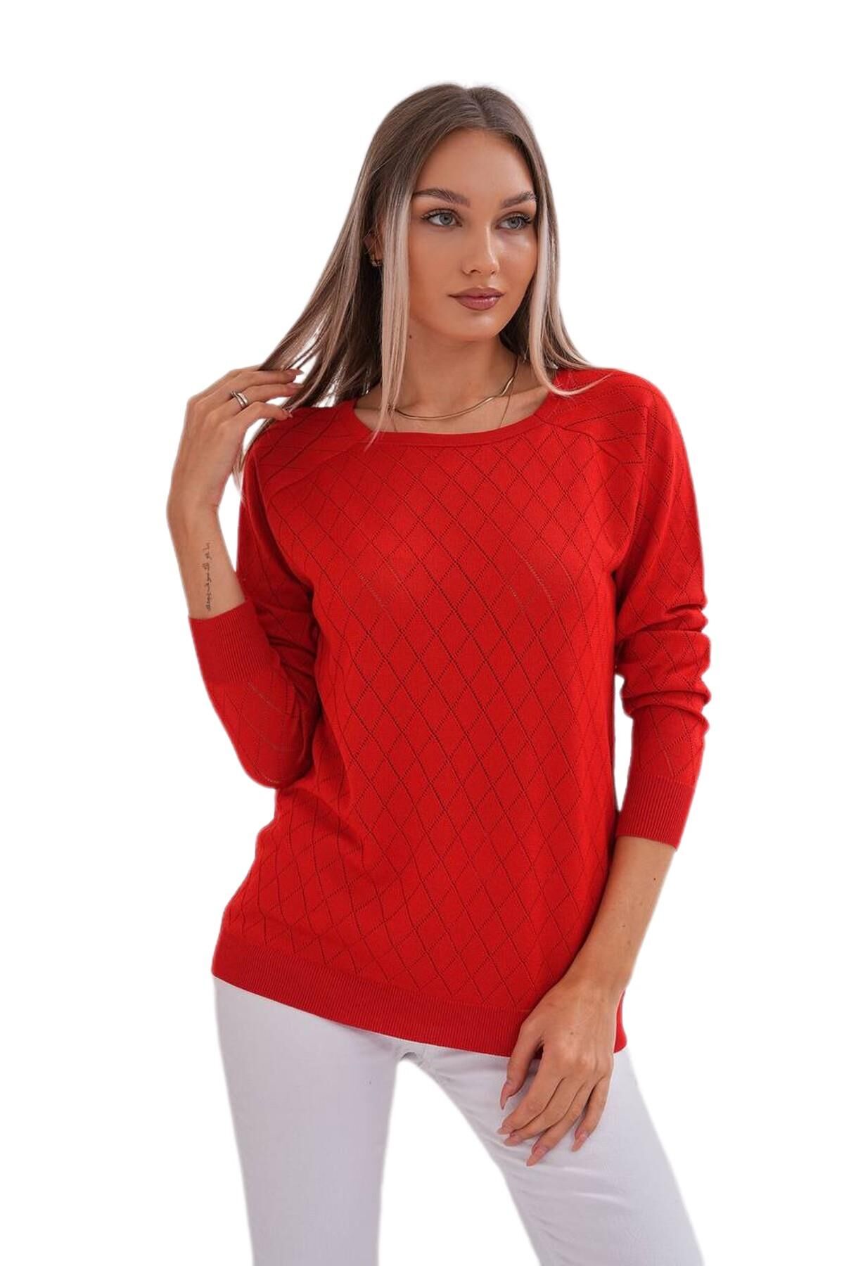 Kadın Baklava Dilimi Desenli Kazak 12781 BGL-ST04110