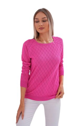 Kadın Baklava Dilimi Desenli Kazak 12781 BGL-ST04110 SİYAH - M/L