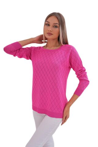 Kadın Baklava Dilimi Desenli Kazak 12781 BGL-ST04110 SİYAH - M/L