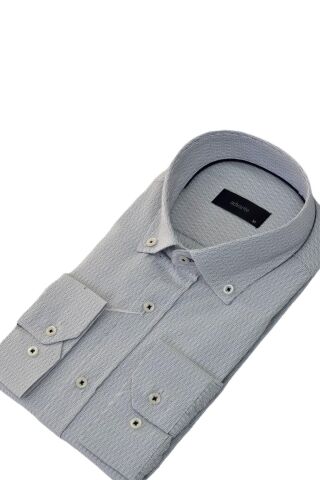Erkek Klasik Uzun Kol Çizğili Gömlek BGL-ST03511 FÜME - L