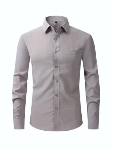 Erkek Klasik Uzun Kol Gömlek Micro BGL-ST03497 GRİ - S
