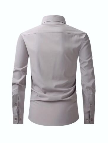 Erkek Klasik Uzun Kol Gömlek Micro BGL-ST03497 GRİ - S