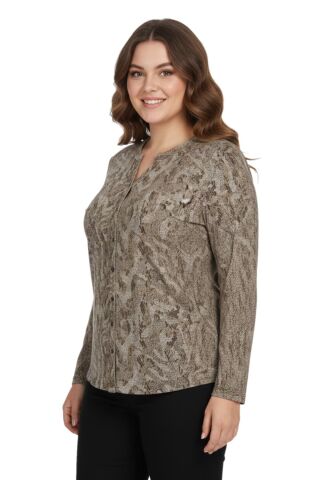 Kadın Yumoş Düğmeli Modelli Bluz BGL-ST05133 BEJ - 50