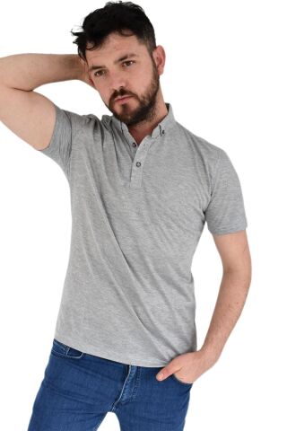 Erkek Polo Yaka Tişört R2180 BGL-ST02787 GRİ - XL
