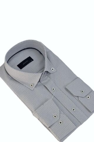 Erkek Klasik Uzun Kol Çizğili Gömlek BGL-ST03511 FÜME - S
