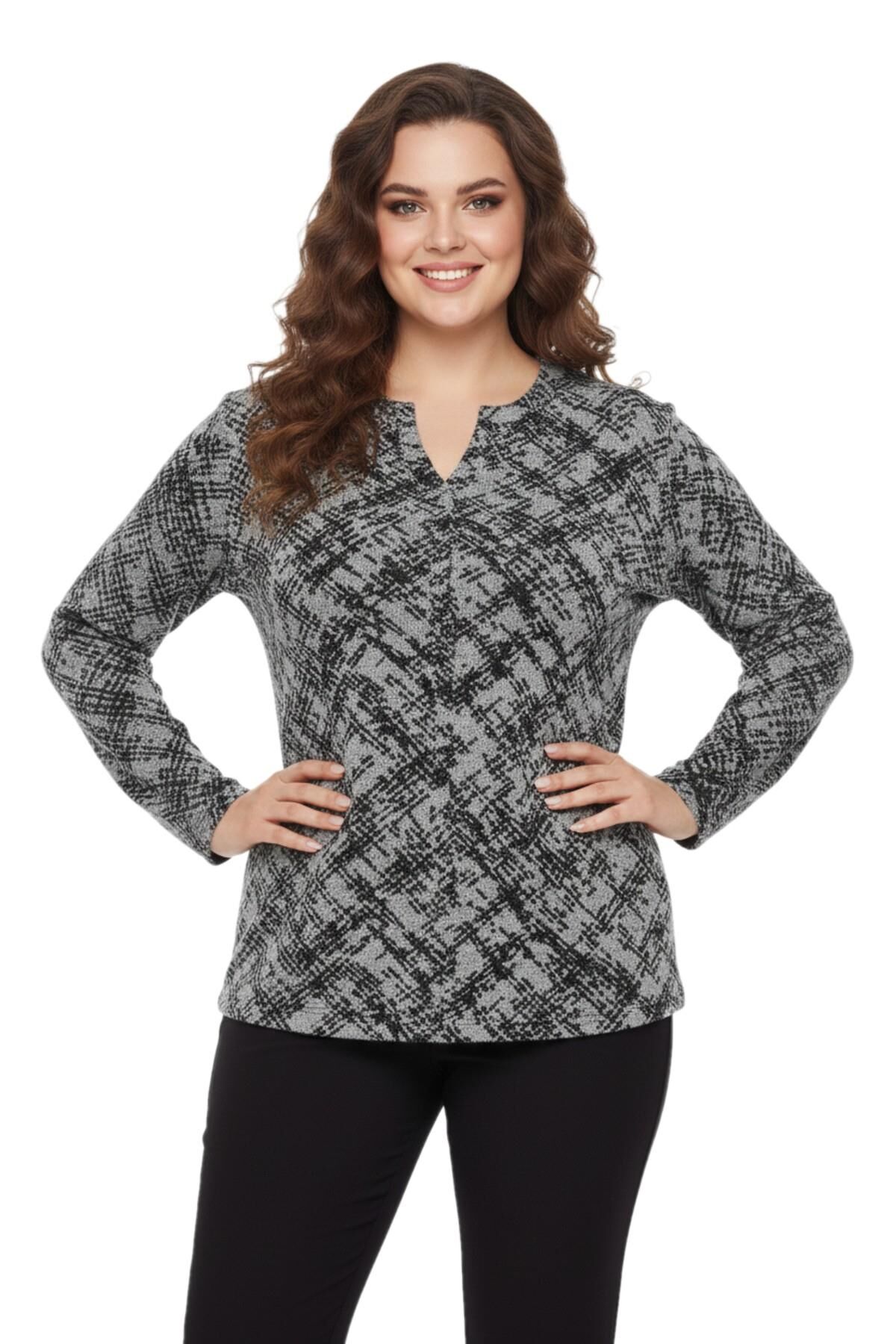 Kadın Yumoş Düğmeli Modelli Bluz BGL-ST05135 GRİ - 42