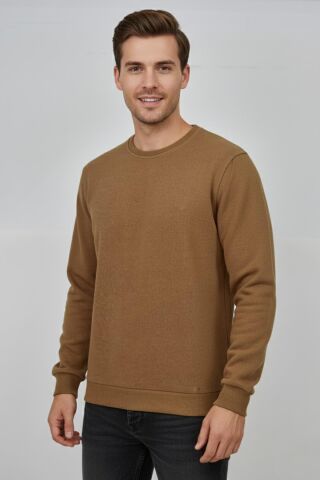 Erkek Sıfır Yaka Selanik Sweatshirt Regular Kalıp BGL-ST04870 SİYAH - L