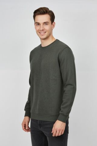Erkek Sıfır Yaka Selanik Sweatshirt Regular Kalıp BGL-ST04870