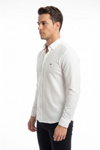 Erkek Spor Slim Fitt Uzun Kol  Gömlek BGL-ST05440 BEYAZ - XL