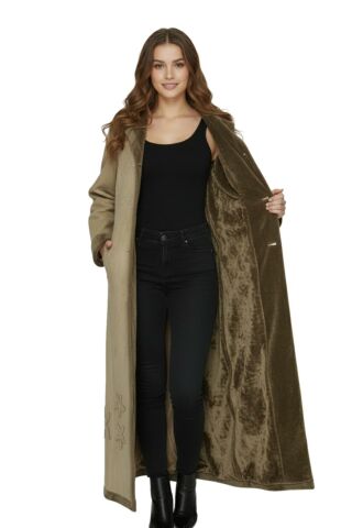 Uzun Çiçek Nakışlı Pardesü Bgl-st00925 BGL-ST00925