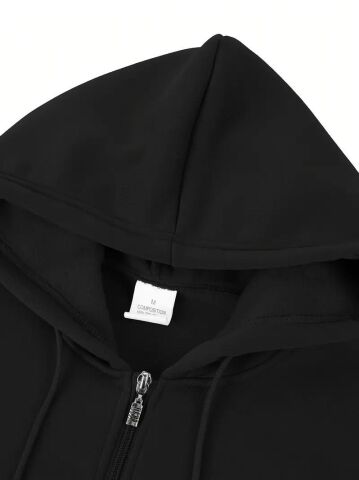 Erkek Kapüşonlu Fermuarlı Sweatshirt 6549 BGL-ST04026 SİYAH - S