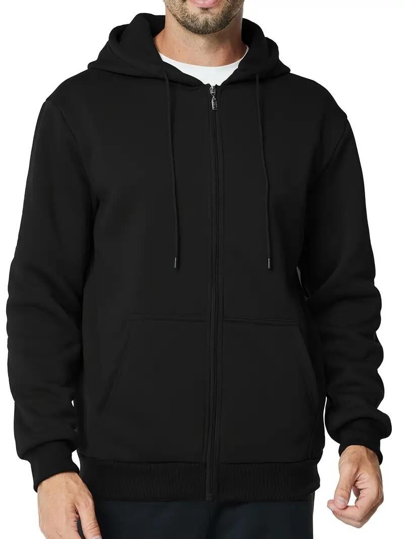 Erkek Kapüşonlu Fermuarlı Sweatshirt 6549 BGL-ST04026 SİYAH - L