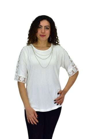 Kadın Kısa Kol Baskılı Bluz BGL-ST04708