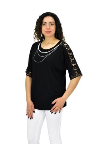 Kadın Kısa Kol Baskılı Bluz BGL-ST04708